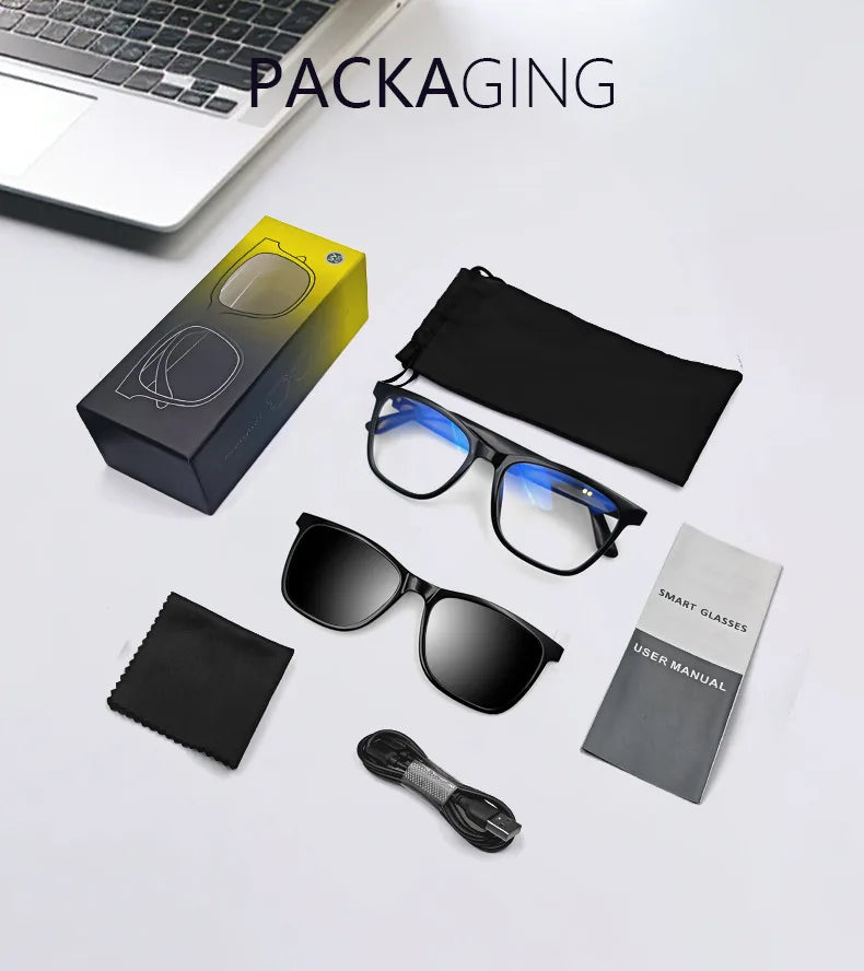 2-in-1 Smart Sunglasses – Bluetooth Music & Calls, UV400 Polarized, Anti-Blue Light