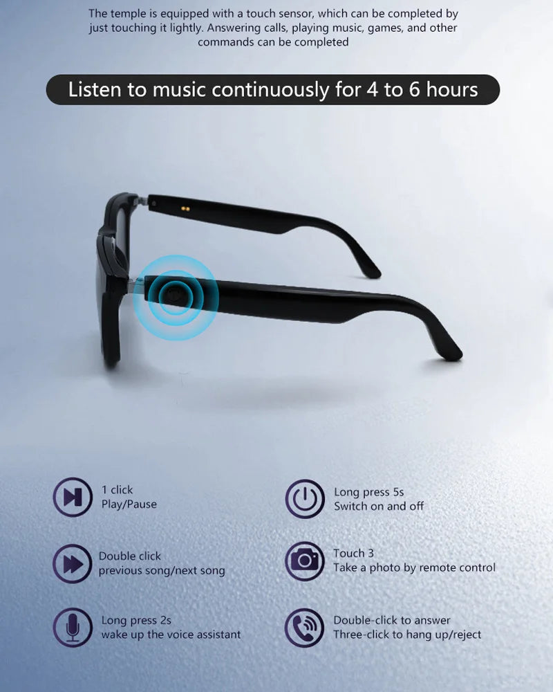 2-in-1 Smart Sunglasses – Bluetooth Music & Calls, UV400 Polarized, Anti-Blue Light