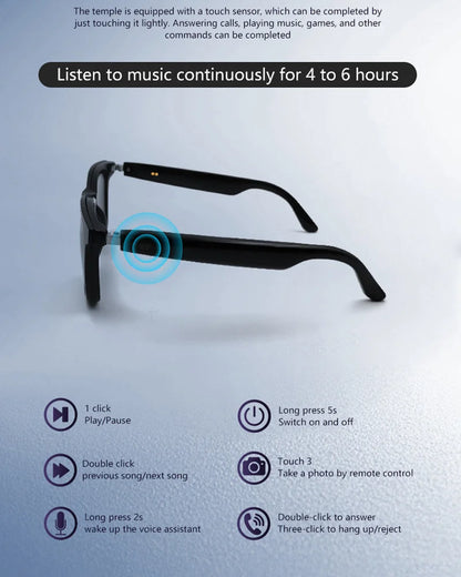 2-in-1 Smart Sunglasses – Bluetooth Music & Calls, UV400 Polarized, Anti-Blue Light