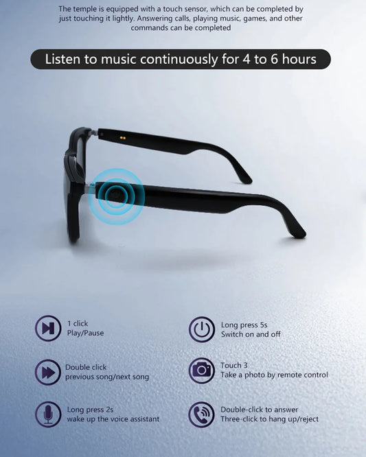 2-in-1 Smart Sunglasses – Bluetooth Music & Calls, UV400 Polarized, Anti-Blue Light