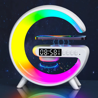 Rechargeable Smart LED Night Light – RGB Lamp with Wireless Speaker & Phone Charging Dock