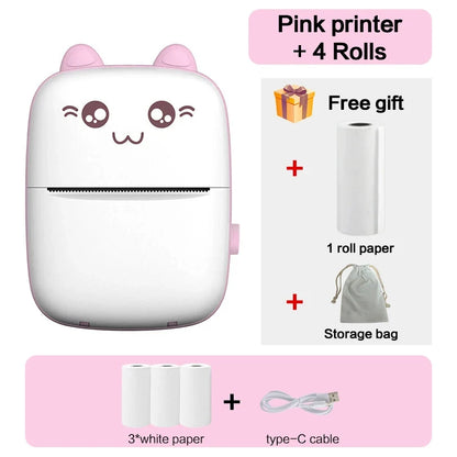Portable Mini Thermal Printer – Bluetooth 200dpi for Labels, Photos & Memos