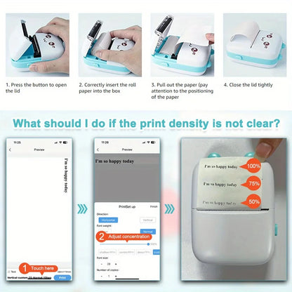 Portable Mini Thermal Printer – Bluetooth 200dpi for Labels, Photos & Memos
