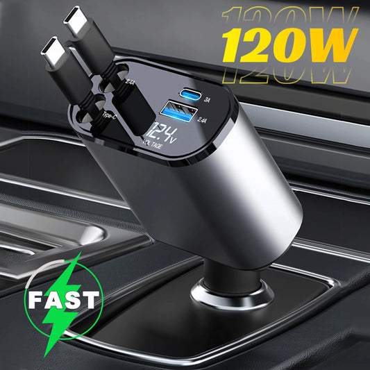 TurboCharge 120W | 4-in-1 Retractable Car Charger