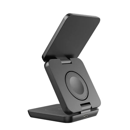 Foldable 3-in-1 Magnetic Wireless Charger Stand – iPhone, Apple Watch & AirPods Pro Fast Charger