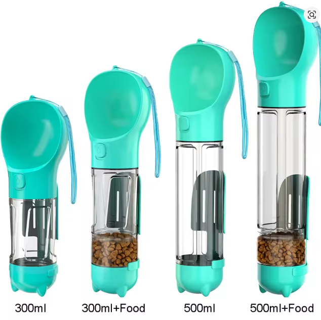Portable 3-in-1 Pet Bottle – Water, Food, and Waste Dispenser, Leak-Proof